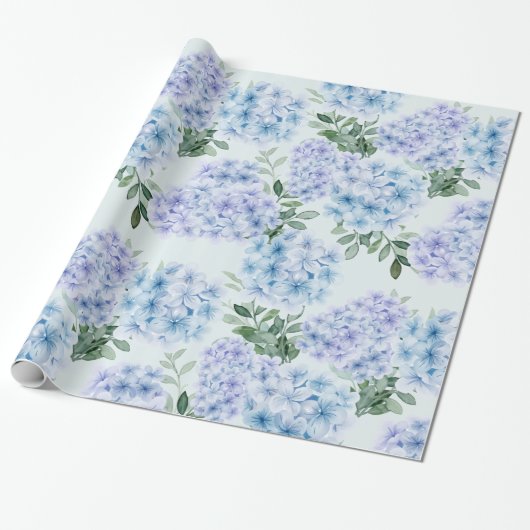 Papier Cadeau Fleurs d'hydrangée bleue (Déroulé)