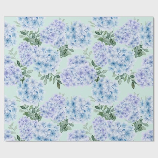 Papier Cadeau Fleurs d'hydrangée bleue (Plat)