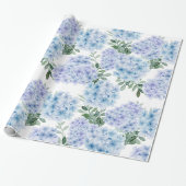 Papier Cadeau Fleurs d'hydrangée bleue (Déroulé)