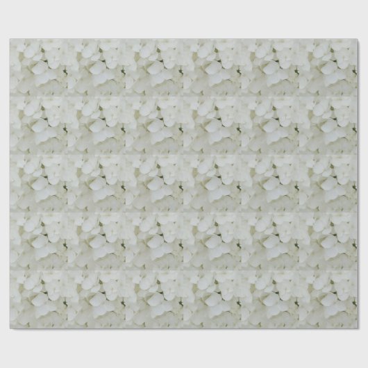 Papier Cadeau Fleurs d'Hydrangée Floral Blanc Élégant Fleur (Plat)