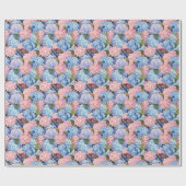 Papier Cadeau Fleurs d'Hydrangée rose et bleu sans joint (Plat)