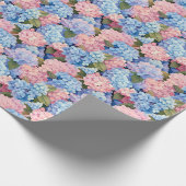 Papier Cadeau Fleurs d'Hydrangée rose et bleu sans joint (Coin)