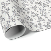 Papier Cadeau Fleurs Ditsy en Gris (Coin rond)