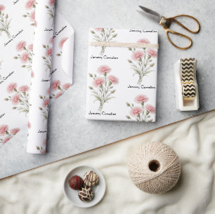Papier Cadeau Fleurs d'œillet de janvier