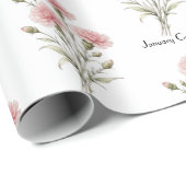 Papier Cadeau Fleurs d'œillet de janvier (Coin rond)