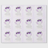 Papier Cadeau Fleurs d'or violet chic Eléphant mou (Plat)