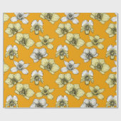 Papier Cadeau Fleurs d'orchidées jaune et blanc (Plat)