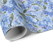 Papier Cadeau Fleurs douces de Bleuet Forget-Me-Not (Coin rond)