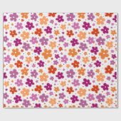 Papier Cadeau Fleurs Drapeau de fierté lesbienne Doodle rose rou (Plat)