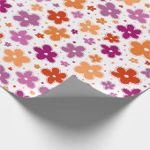 Papier Cadeau Fleurs Drapeau de fierté lesbienne Doodle rose rou (Coin)