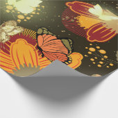Papier Cadeau Fleurs du jardin foncé et papillons clairs (Coin)