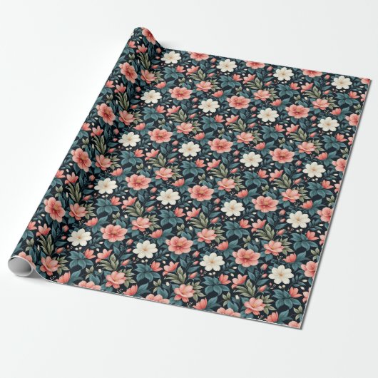 Papier Cadeau Fleurs élégantes, (Déroulé)
