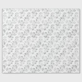 Papier Cadeau Fleurs Élégantes Argentées (Plat)