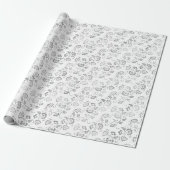 Papier Cadeau Fleurs Élégantes Argentées (Déroulé)