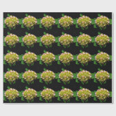 Papier Cadeau Fleurs élégantes d'hortensia jaune vert rose (Plat)