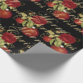 Papier Cadeau Fleurs élégantes Joyeux Noël or parties scintillan (Coin)