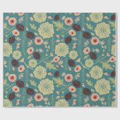 Papier Cadeau Fleurs élégantes Pink Green Motif Floral (Plat)