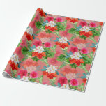 Papier Cadeau Fleurs élégantes sur rose<br><div class="desc">Bouquets floraux sur papier d'emballage rose pour douches nuptiales,  mariages,  anniversaires ou toute occasion spéciale.</div>