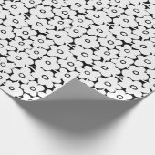 Papier Cadeau Fleurs en gras - Blanc sur Noir (Coin)