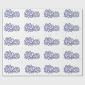 Papier Cadeau Fleurs en violet avec contour doré AOP (Plat)