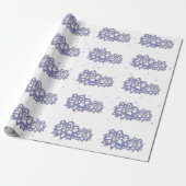Papier Cadeau Fleurs en violet avec contour doré AOP (Déroulé)
