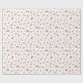 Papier Cadeau Fleurs esquissées sur fond blanc (Plat)