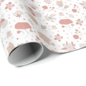 Papier Cadeau Fleurs esquissées sur fond blanc (Coin rond)