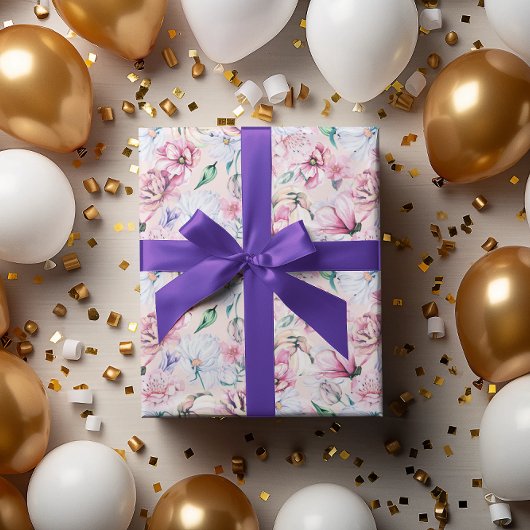 Papier Cadeau Fleurs esthétiques Motif continu