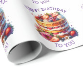 Papier Cadeau Fleurs et baies de gâteau d'anniversaire Personnal (Coin rond)