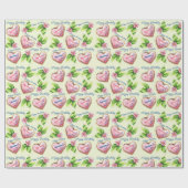 Papier Cadeau Fleurs et biscuits glacés Ajouter le nom Anniversa (Plat)