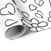 Papier Cadeau Fleurs et coeurs de pépinière adorables (Coin rond)