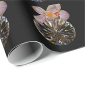 Papier Cadeau Fleurs et cristal (Coin rond)