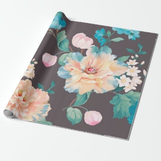 Papier Cadeau Fleurs et feuillages dessinés par ordinateur, déco