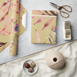 Papier Cadeau Fleurs et feuilles à l'aquarelle de style vintage