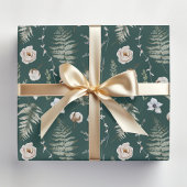 Papier Cadeau Fleurs et Feuilles de fougères Forêt Florale Botan