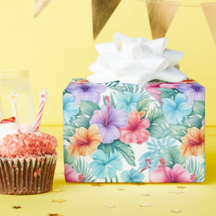 Papier Cadeau Fleurs et feuilles tropicales