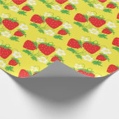 Papier Cadeau Fleurs et fraises Motif Jaune (Coin)