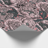 Papier Cadeau Fleurs et moisissures de pivoines roses (Coin)