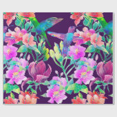 Papier Cadeau Fleurs et oiseaux exotiques (Plat)