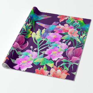 Papier Cadeau Fleurs et oiseaux exotiques