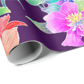 Papier Cadeau Fleurs et oiseaux exotiques (Coin rond)