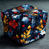 Papier Cadeau Fleurs et ornements personnalisés Noël