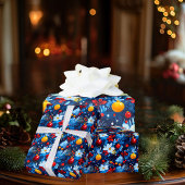 Papier Cadeau Fleurs et ornements personnalisés Noël