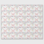 Papier Cadeau Fleurs et papillon pastel (Plat)