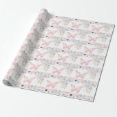 Papier Cadeau Fleurs et papillon pastel (Déroulé)