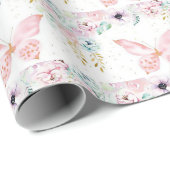 Papier Cadeau Fleurs et papillon pastel (Coin rond)