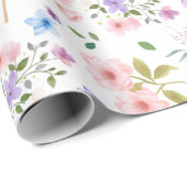 Papier Cadeau Fleurs et papillons (Coin rond)