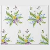 Papier Cadeau Fleurs et papillons (Plat)