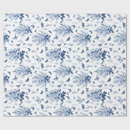 Papier Cadeau Fleurs et papillons (Plat)