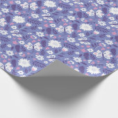 Papier Cadeau Fleurs et papillons sur violet (Coin)